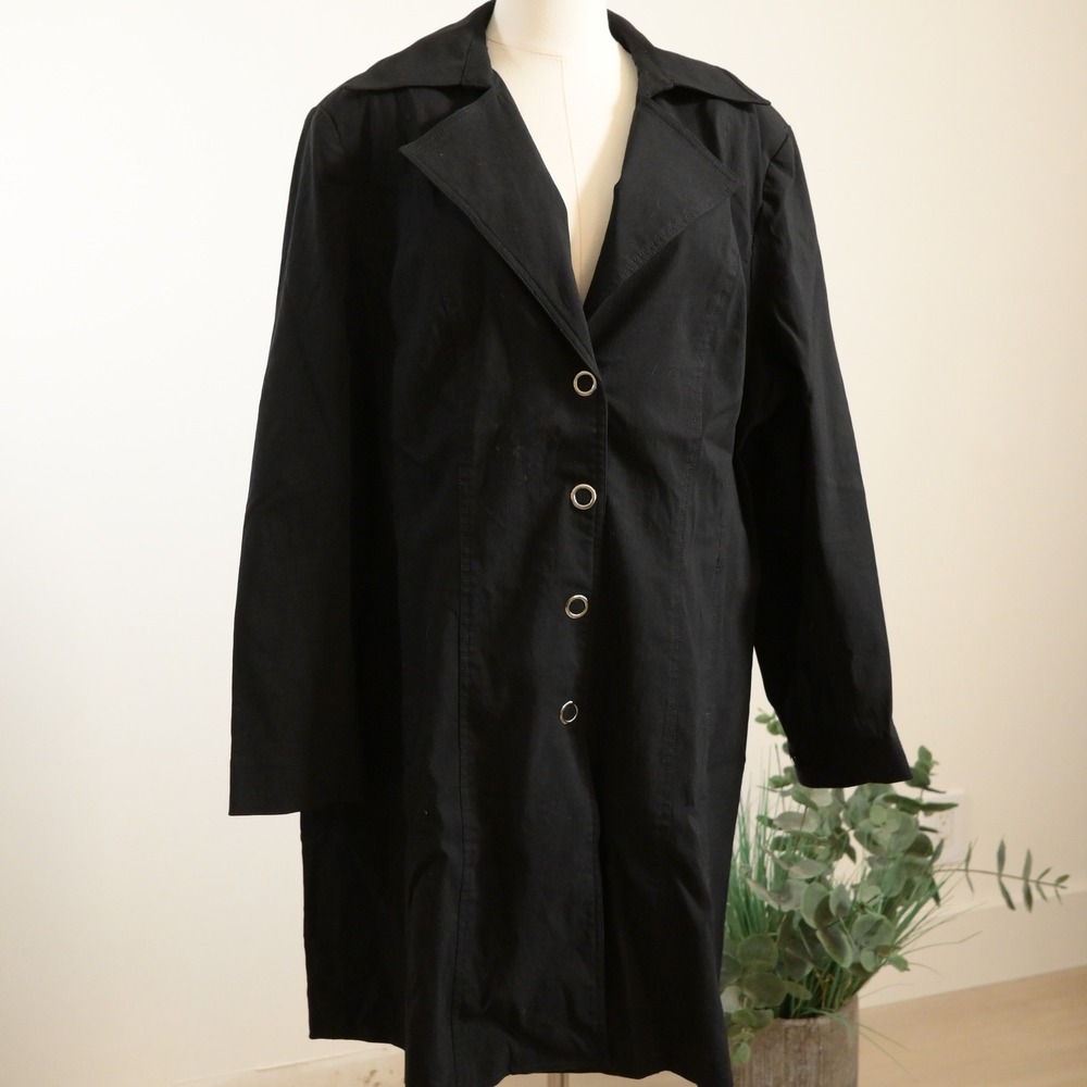 Lane Bryant Womens Black Grommet Detail Lightweight Trench Coat Jacket 18/20